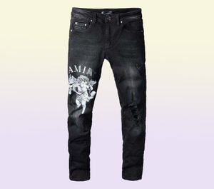 Men039s Jeans Amri gescheurde broek mode hiphop kledingversie herfst winter high street trendy cupido gedrukte letters groot S6518629
