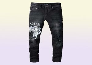 Men039s Jeans Amri gescheurde broek mode hiphop kledingversie herfst winter high street trendy cupido gedrukte letters groot S6319637