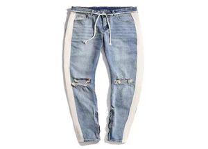 Men039s Jeans Clearance Man 039 Stripe Zipper Designer Ins Stretch Broken Hole Black Hip Hop Sportswear Elastic Wai9934953