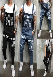 Men039s Jeans Fahsion Mannen Casual LOSSE Pocket Evernals Comfortabele Denim Jumpsuits Pantalones de babero más grandes tamaños Voor Man Blauw B2027936