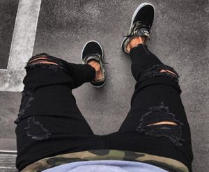 Men039s Jeans Fashion Mens Mens Cool Designer Black Ripped Skinny Detracted Flayed Slim Denim Pant Zipper Hop Pants trous pour ME7849835