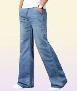 Men039s Jeans Mode Heren Uitlopende Boot Cut Grote Beenbroek Losse Grote Maat Kleding Klassieke Blauwe Denim Broek14285989