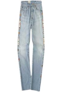 Men039s Jeans Kapital Hirata et Hiroshi Gem Rivets vintage Blue Blue Blue Tube Ambiance Pants4617659