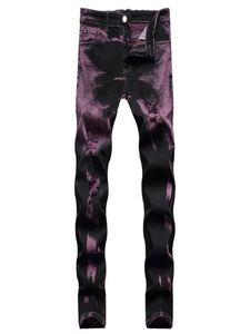 Men039s Jeans Light Luxury Mens Slim Fit Tie Dye Denim Pantalon de haute qualité Trou Ripped Décoration Purple Street Fashion Sexy Cas1584172