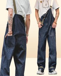 Men039s Jeans Marden Cargo Salopette Homme Jumpsuit American Vintage Navy Overalls Lente en Herfst Denim Rechte pijpen Trend P8443776