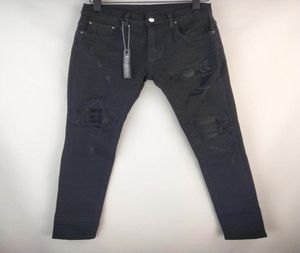 Men039S Jeans Men Pu Leather Ribbed Patch Skinny Distressed Black9923992