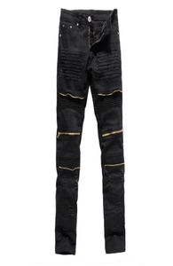 Men039s Jeans pour hommes Ripped Skinny Skinny Distred Detraited Straight Fit Motor avec trous Motorcycle Slim Pantalon Pantalon1552339