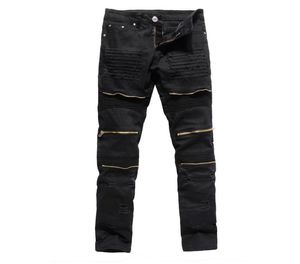 Men039s Jeans pour hommes Ripped Skinny Skinny Distred Detraited Straight Fit Motor avec trous Motorcycle Slim Pantalon Pantalon1445343
