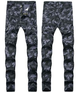 Men039s Jeans Mens Salopes Camouflage Stretch Slim Fit Long Denim Blue Hip Hop Pant