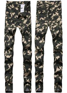 Heren039s Jeans Multi Pocket Camouflage Broek Stretch Slim Tide Legergroen Mode3754789