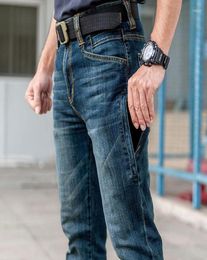 Men039s Jeans Tactical Men plusieurs poches portant des pantalons de cargaison usagés
