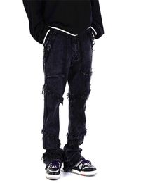 Men039s Jeans Uncedonjm Hip Hop Flare Men Vêtements 2021 LEG STREET LEG LEG BLACK Goth Clothes Jeens pour Mez697614221