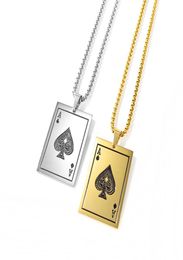 Men039s bijoux as de pique collier cartes à jouer pendentifs collier en acier inoxydable 3573882