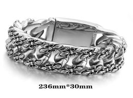 Men039S Bracelet lourd bracelet Bracelet en acier inoxydable Knight Fleur de Lis Bracelet Bracelet Longueur 30 mm Largeur 236 MM8035310