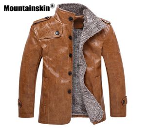 Men039s Leer Faux Hele Winterjassen 7XL 8XL Stand Kraag Lange Jassen Mannen Windjack Fleece PU Mannelijke Jas SA3759933784