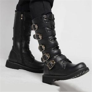 Men039s Bottes de moto en cuir Midcalf Military Combat Boots Gothic Boots punk chaussures Men Chaussures Tactical Army Boot 2202086345316