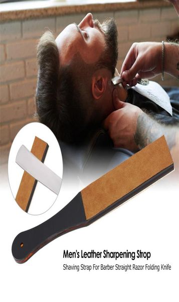 Men039s Affûtage en cuir Sangle de rasage de la bande pour coiffure droite rasoir couteau trancheur couteau ceinture à la main