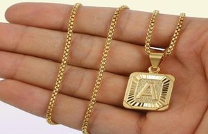 Men039s Collier de lettre Hip Hop Square Pendante en acier inoxydable Anglais Doubledated Casting NYZ Shoping Chains9860446