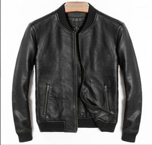 Men039s M5xl cuero genuino piel de oveja marea de béisbol hombres motocicleta chaqueta ajustadas coreanas Ropa de talla grande piel sintética 2888295