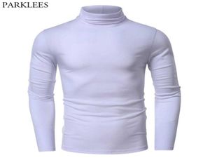 Men039s Mock Nerk White T-shirt Slim Fit à manches longues Fashion Tshirt Men Coton Casual Casual Coltleneck T-shirt Tee Shirt Homme 4191958