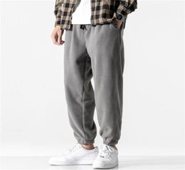 Men039S broek losse jogging mannen mode fleece herfst winter warme zweetbroek mannelijke buiten rechte broek pantalon hommes 2218893940