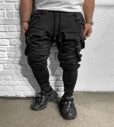Men039s Pantalons masculins de style mode décontracté Pocket Bomber Pants de survêtement noir Collid Color Jogger pour Men8515085