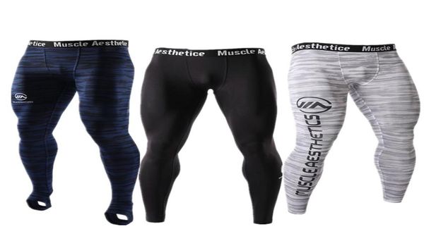 Men039s Pantalones Musculares Medias de compresión para hombre Moda de otoño Capa base Ropa ajustada Gimnasio Fitness Legging delgado 5096932