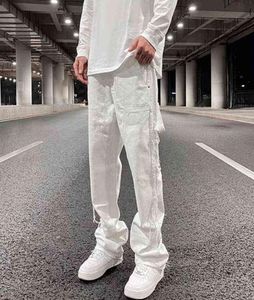 Men039S broek Nieuwe mode gescheurd witte baggy hip hip hop jeans broek broek zijkantje recht losse y2k dames casual denim broek3480903