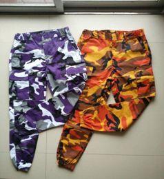 Men039s pantalones de camuflaje naranja hombres y mujeres pantalones de chándal pantalones de camuflaje gris color púrpura pantalones de carga de carga de cargas hip hop harem jog1143212