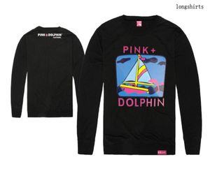 Men039s Pink Dolphin T Shirts Impresión de ropa Algodón Fashion Hip Hop Full Tshirt Top Marque Camiseta Long Whipp3475766