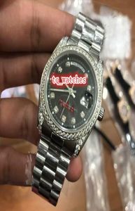 Men039s Promotionnal Wristwatch Face Black Face Watchs Silver en acier inoxydable Couverture de couverture de quatre coins Diamond Watch Automatic M1249494