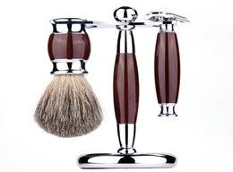 Men039s résine vintage rasoirs ensemble barbe brosse en alliage métallique blaireau cheveux ménage visage brosses rasage barbier outils pas de lame 00877802723