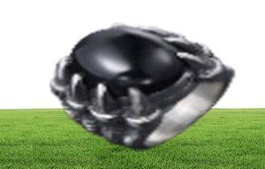 MEN039S RETRO Dragon Claw Ring for Men Red Black Stone Style 316L Roestvrij staal verlovingsringen Hoge kwaliteit 71762935708237451