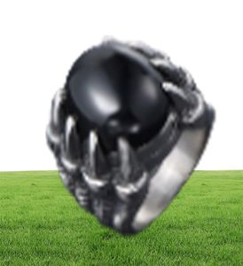 Men039S Retro Dragon Claw Ring For Men Rouge Black Stone Vintage Style 316L Anneaux de fiançailles en acier inoxydable de haute qualité 71762935708796152