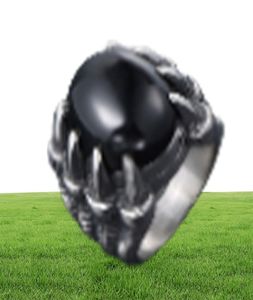 Men039s Retro Dragon Claw Ring Voor Mannen Rode Zwarte Steen Vintage Stijl 316l Roestvrij Stalen Verlovingsringen Hoge Kwaliteit 71762935702580313