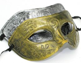 Men039s retro grecoroman gladiator mascaradas máscaras de oro vintage máscara de carnaval plateado