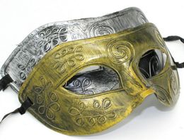 Men039s retro grecoroman gladiator mascaradas máscaras de oro vintage máscara de carnaval plateada