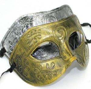 Men039S retro Grecoroman Gladiator Masquerade Masks Vintage Goldensilver Mask Silver Carnival Mask Mask Mens Halloween kostuum PAR4857123