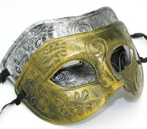 Men039s retro Grieks-Romeinse Gladiator maskerade maskers Vintage GoldenSilver Masker zilver Carnaval Masker Mens Halloween Kostuum Par4989345