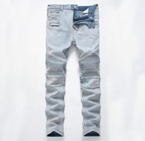 Men039s Ripped Crossing Light Jeans Designer Long Slim Tablers avec des trous Mid Rise Straight Taille 2840 Solid de haute qualité2987614