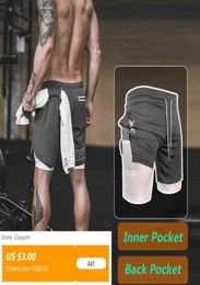 MEN039S Running shorts sportkleding man man mannelijke sportschool shorts voor jogging sportbroek mannen 2 in 1 dubbele druppel droge workout fitness28458984631