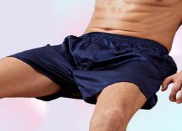 Men039S Satin Silk vijfpunt shorts losse pyjama's klassieke vaste kleuren bokser slipjes strandbroek 3xl ondergoed korte mannen slaapw2918803