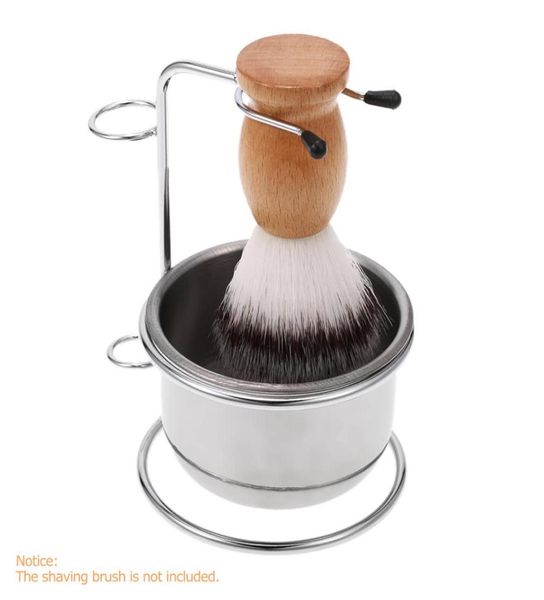 Men039S Taza de afeitar tazas soportes de cepillo de acero inoxidable barba bigote macho limpieza de la cara tazón tazón para salón de barbero H4293214