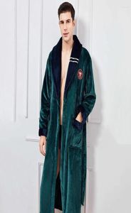 Men039S Sleepwear Bathrobe jurk Coral Men Winter Warm Fleece Dikke Robe