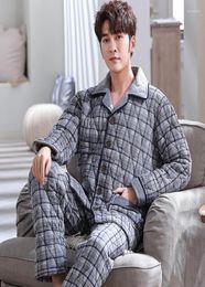 Men039s vêtements de nuit en tricot coton rembourré des hommes épais yards l3xl pyjamas hiver
