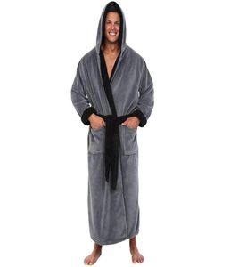 MEN039S SLAPWEAR PLUS MAAT Winter Verlengde pluche sjaalsjacht Bathrobe Huiskleding MANNELIJKE KLAND LANGE MEEVENDE ROBE COAD WIT1366668