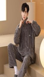 Men039s vêtements de sommeil Pyjamas d'hiver Quheng pour hommes épaisses en molleton en moeste de pyjama d'automne coral
