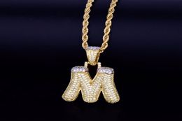 Men039s Sneeuw Bubble Letters Kettingen Hanger Charm Ice Out Kubieke Zirkoon Hiphop Sieraden Met Touw Ketting 4500329