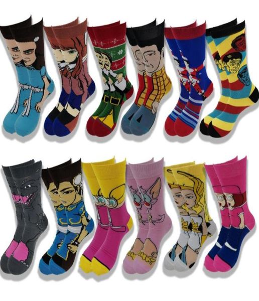 Men039s Socks Película Personajes Knitting Personalidad Hip Hop Divertido Cartoon Noved Cotton Street Wind Tuber Skateboard8230406