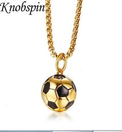 Men039s Rvs Voetbal Hanger Ketting Goud Kleur Voetbal Ketting Hanger Punk Rock Sieraden Lange Ketting 24quo4867752